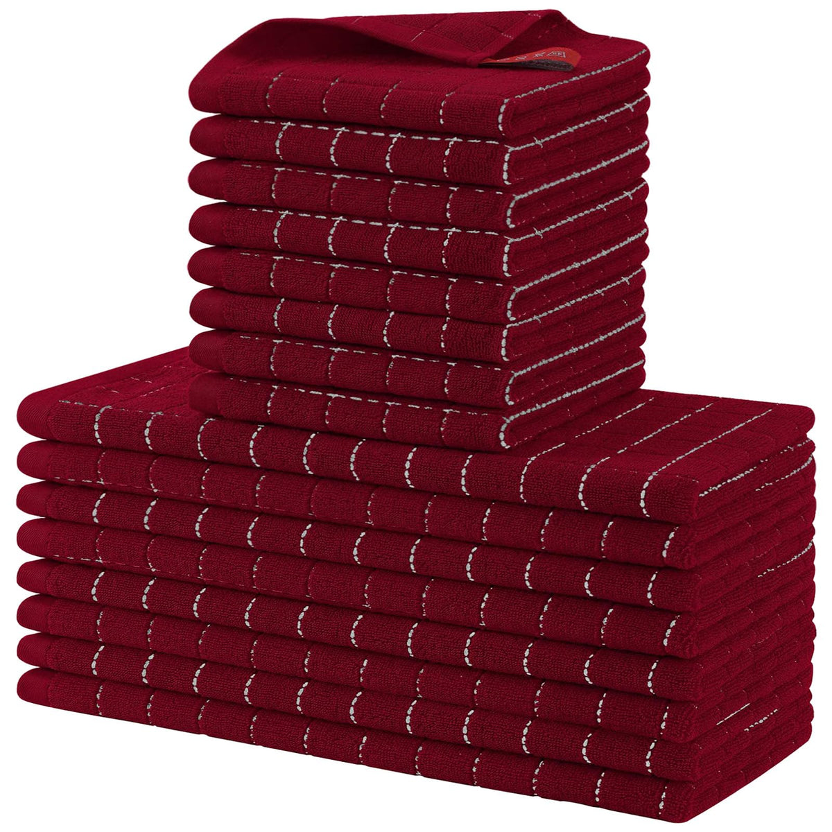 Homaxy Cotton Terry Kitchen Towels and Dishcloths Set of 8, Black