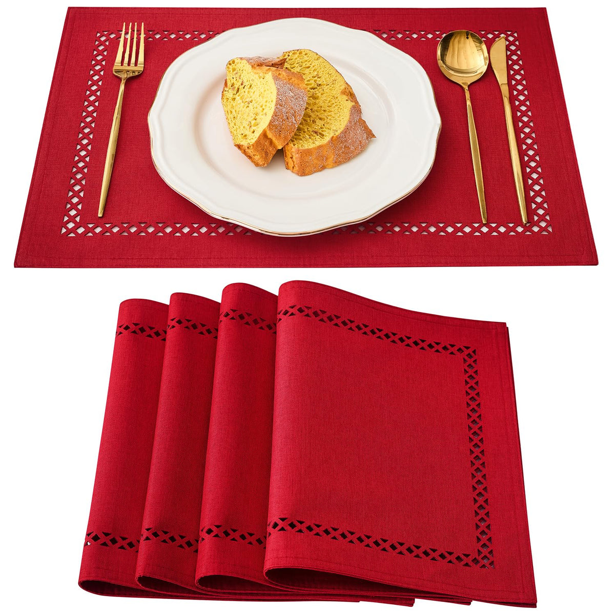 Orange Burlap Place Mats, Fall Placemats Set of 4, 12 x 18 Inch
