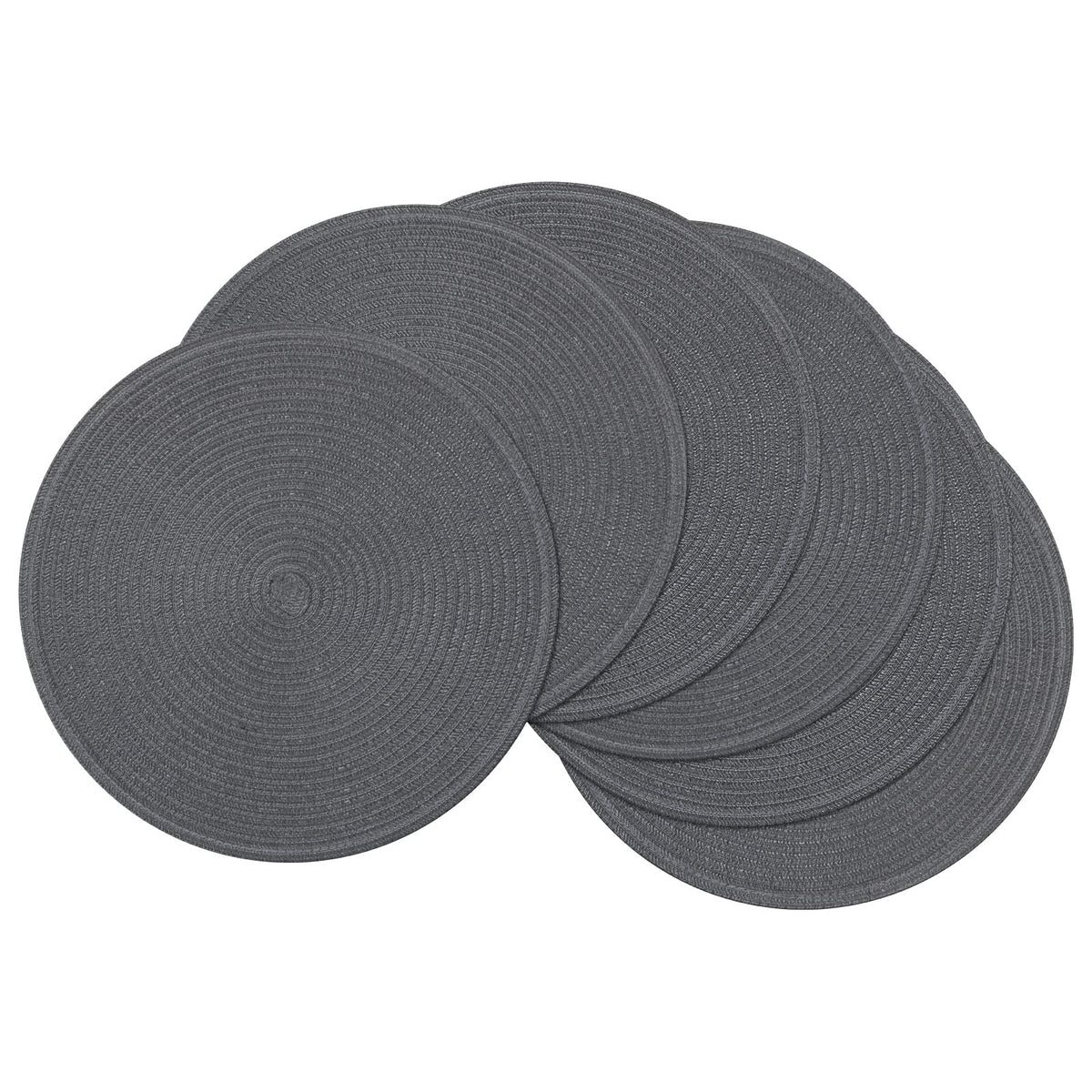 SHACOS Round Braided Placemats Set of 4 Washable Place Mats for Dining Tables 15 inch Non Slip Kitchen Table Mats (Beige, 4)