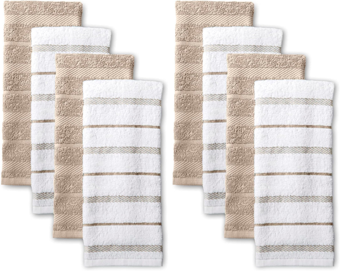 KitchenAid Albany Kitchen Towel 4-Pack Set, Blue Velvet/White, 16"x26"