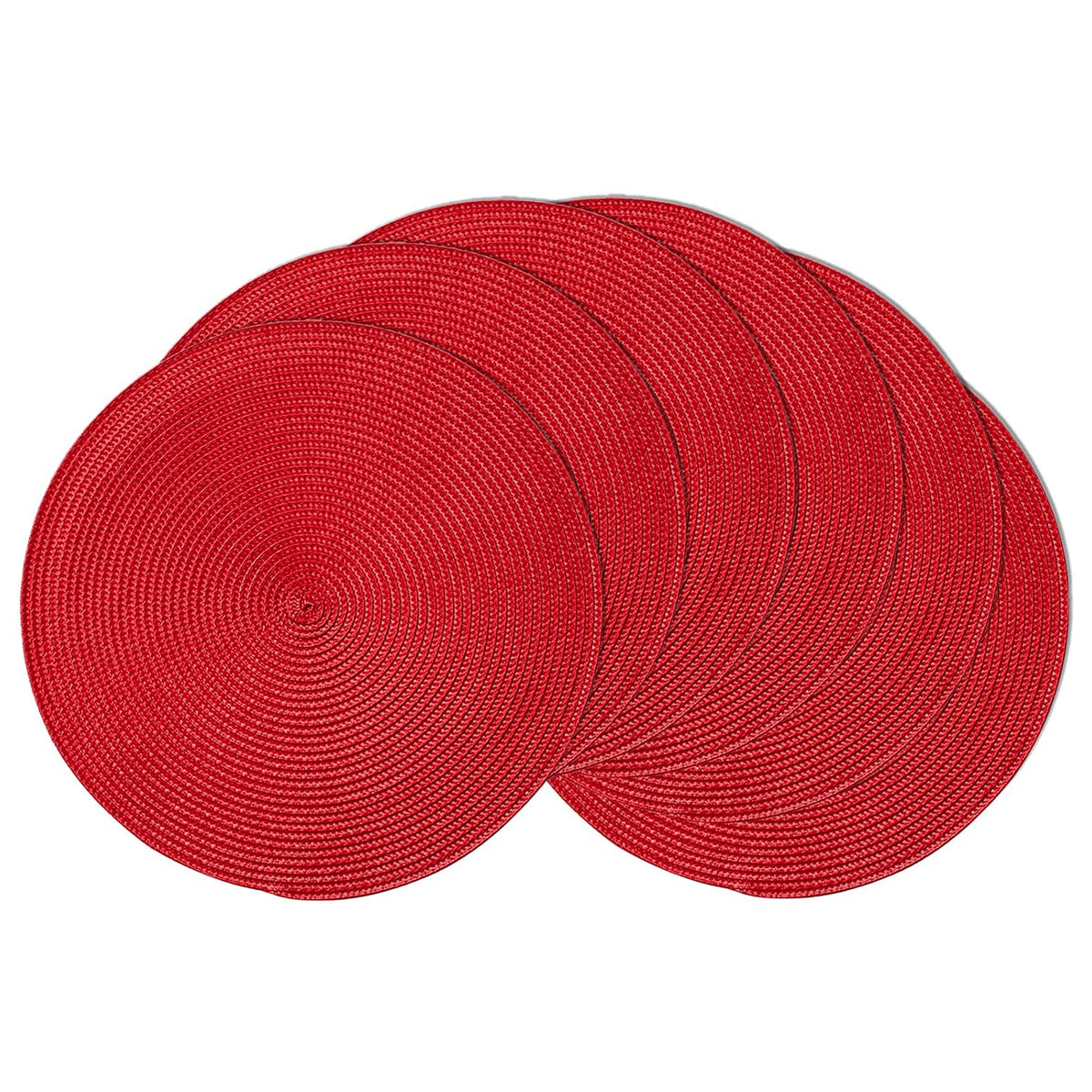 AHHFSMEI Round Placemats Set of 6 Heat Resistant Washable Non-Slip Woven Braided Table Mats for Dining Table Kitchen & Home Decor (Black)