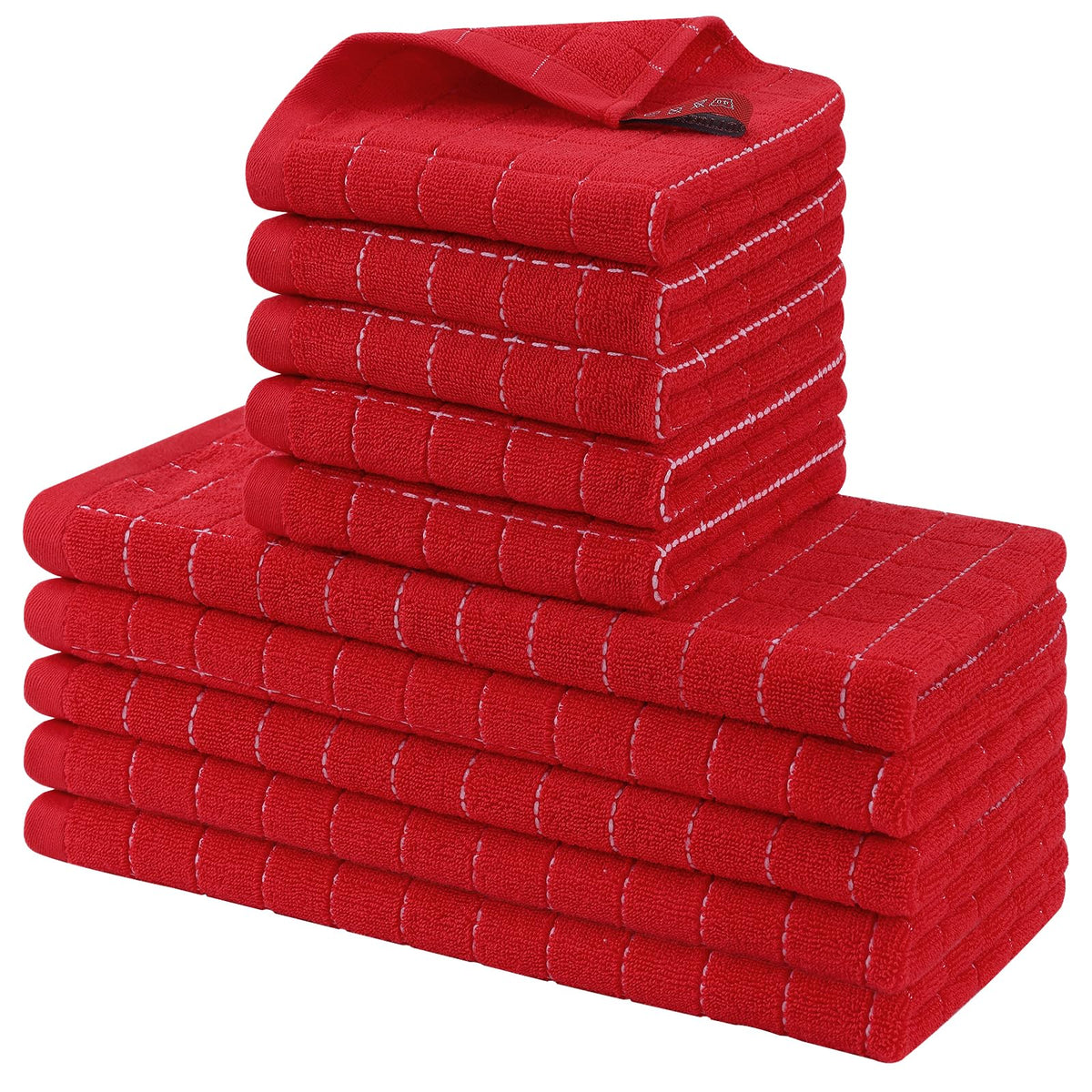 Homaxy Cotton Terry Kitchen Towels and Dishcloths Set of 8, Black