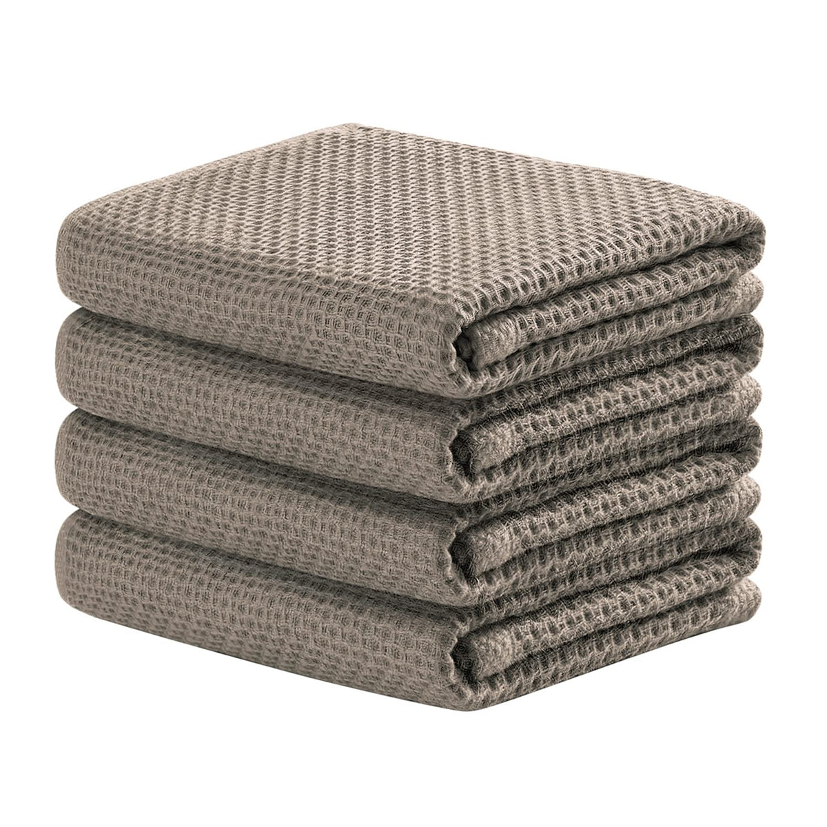 joybest Cotton Kitchen Towels, 4-Pack Waffle Weave Ultra Soft Absorbent Dish Towels Quick Drying Dish Cloths, 18 in x 28 in, Beige