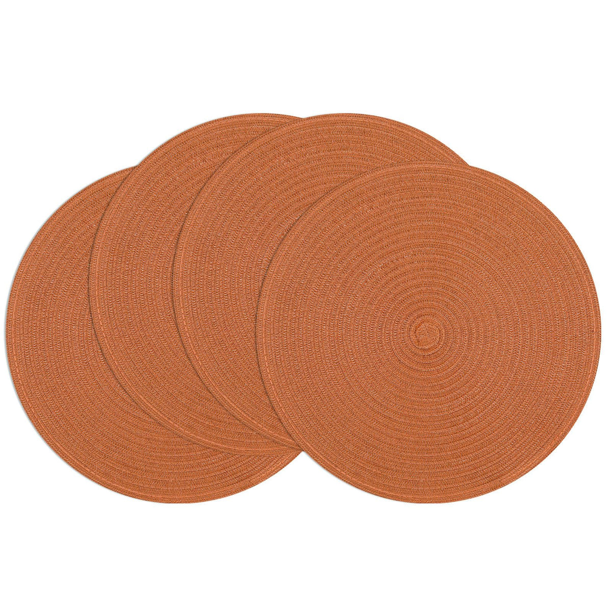 SHACOS Round Braided Placemats Set of 4 Washable Place Mats for Dining Tables 15 inch Non Slip Kitchen Table Mats (Beige, 4)