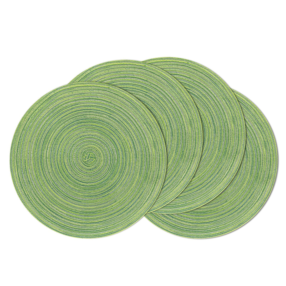 SHACOS Round Braided Placemats Set of 4 Washable Place Mats for Dining Tables 15 inch Non Slip Kitchen Table Mats (Beige, 4)