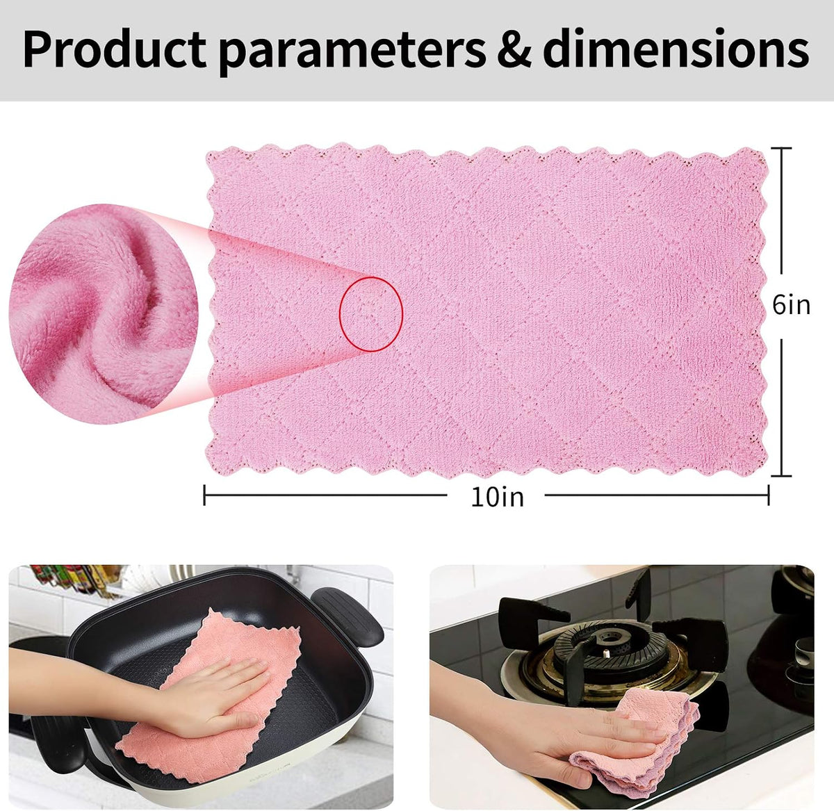 GADIEDIE 10Pack Kitchen Cloth Dish Towels,Super Absorbent Coral Velvet Dishtowels,Nonstick Oil Washable Fast Drying,Double-Sided Dish Towel,Used for Table Dish Glass Pet Paw（5Colors）