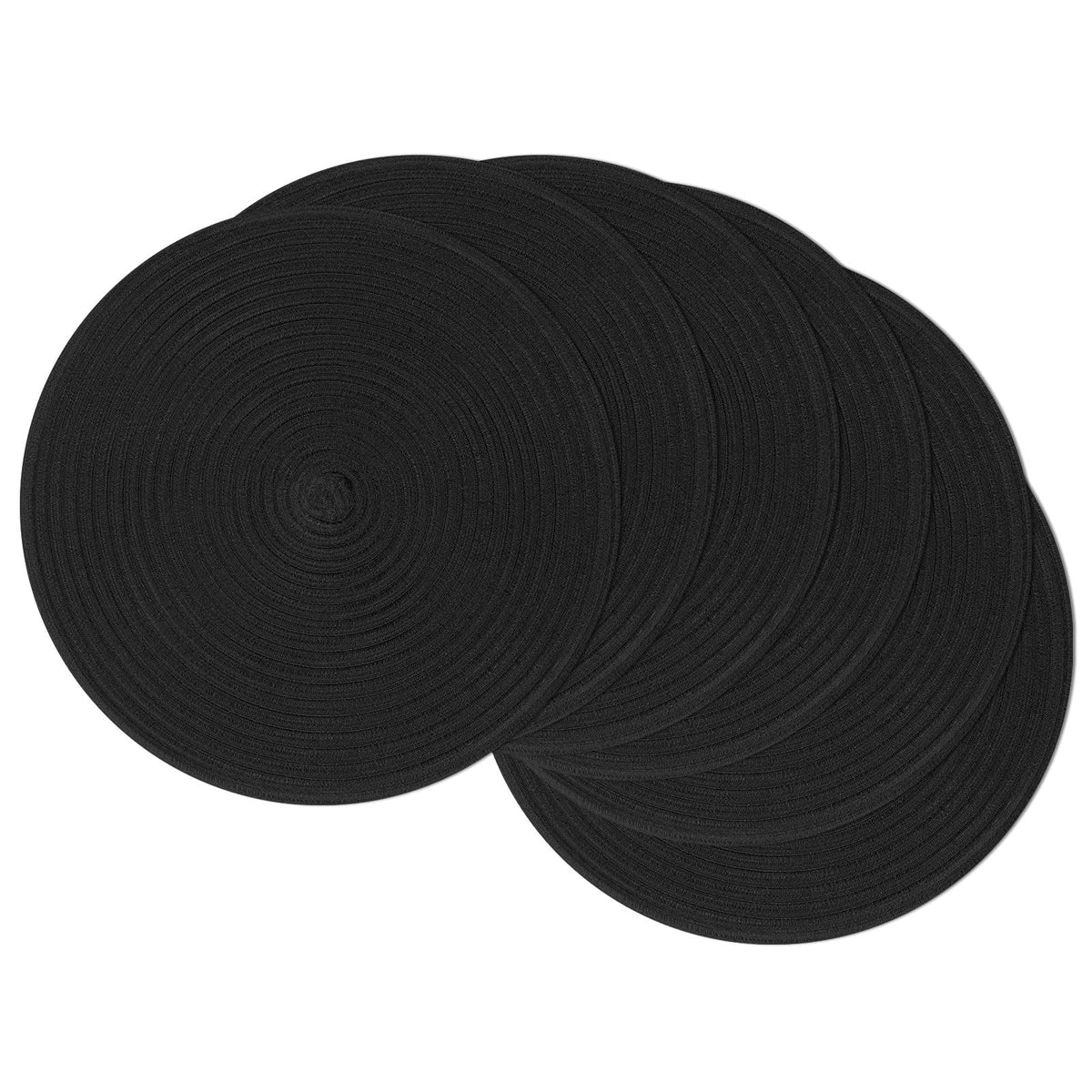SHACOS Round Braided Placemats Set of 4 Washable Place Mats for Dining Tables 15 inch Non Slip Kitchen Table Mats (Beige, 4)