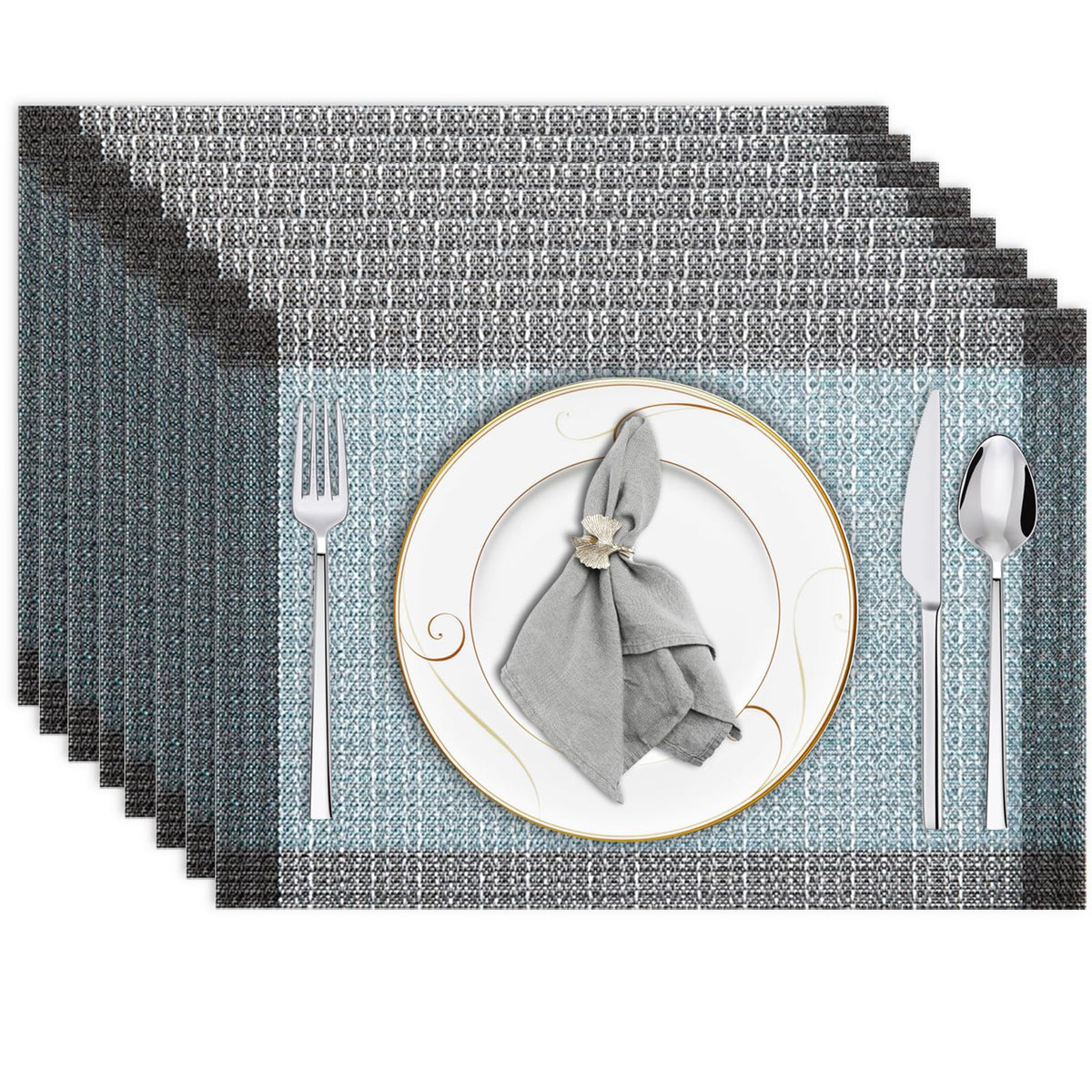 Niviy Placemats, Placemats Set of 4 Washable Place Mats, Green 12" x 18"