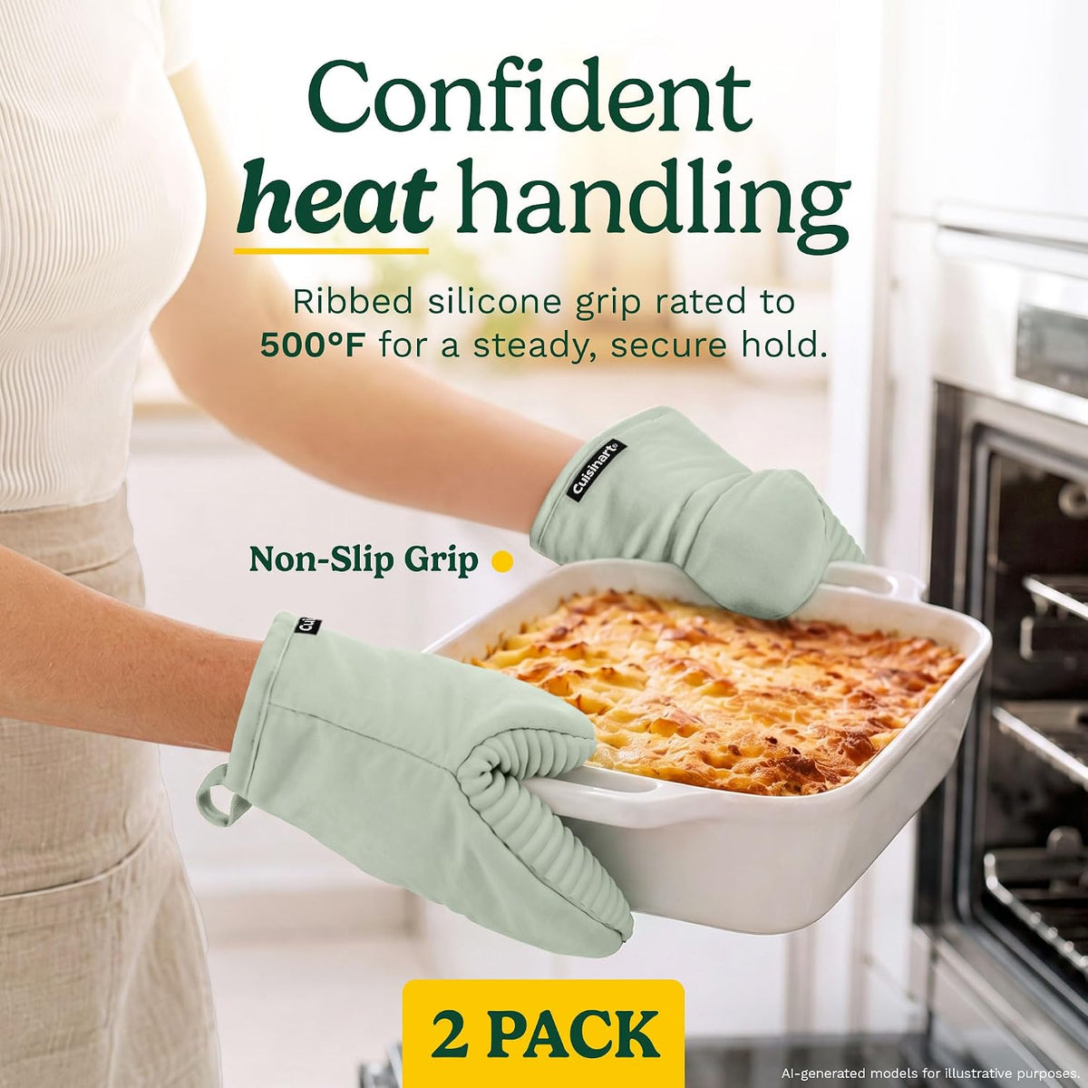 Cuisinart Mini Oven Mitts, 2-Pack 5"x8.5", Heat Resistant 500F