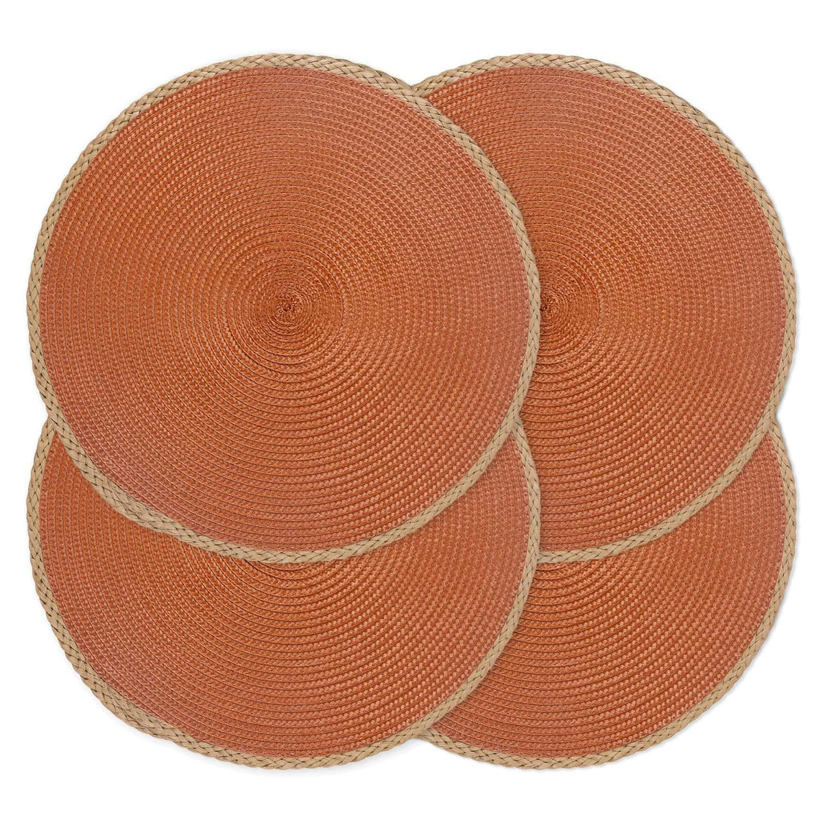 Round Placemats Set of 4, Woven Table Mats, Thin Edge, Black