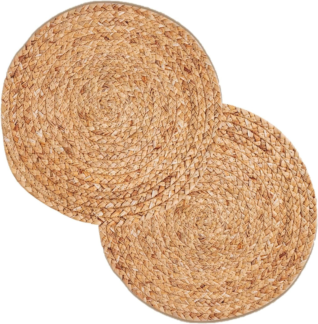 Round Woven Placemats, Natural, 35cm, Set of 2