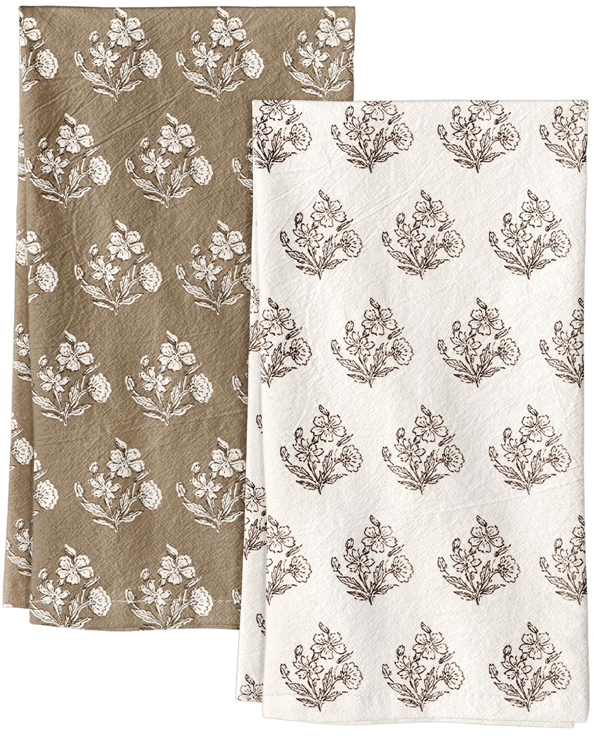 Miss Adola 2 Pack 150GSM Flour Sack Kitchen Towels, Beige Daisy