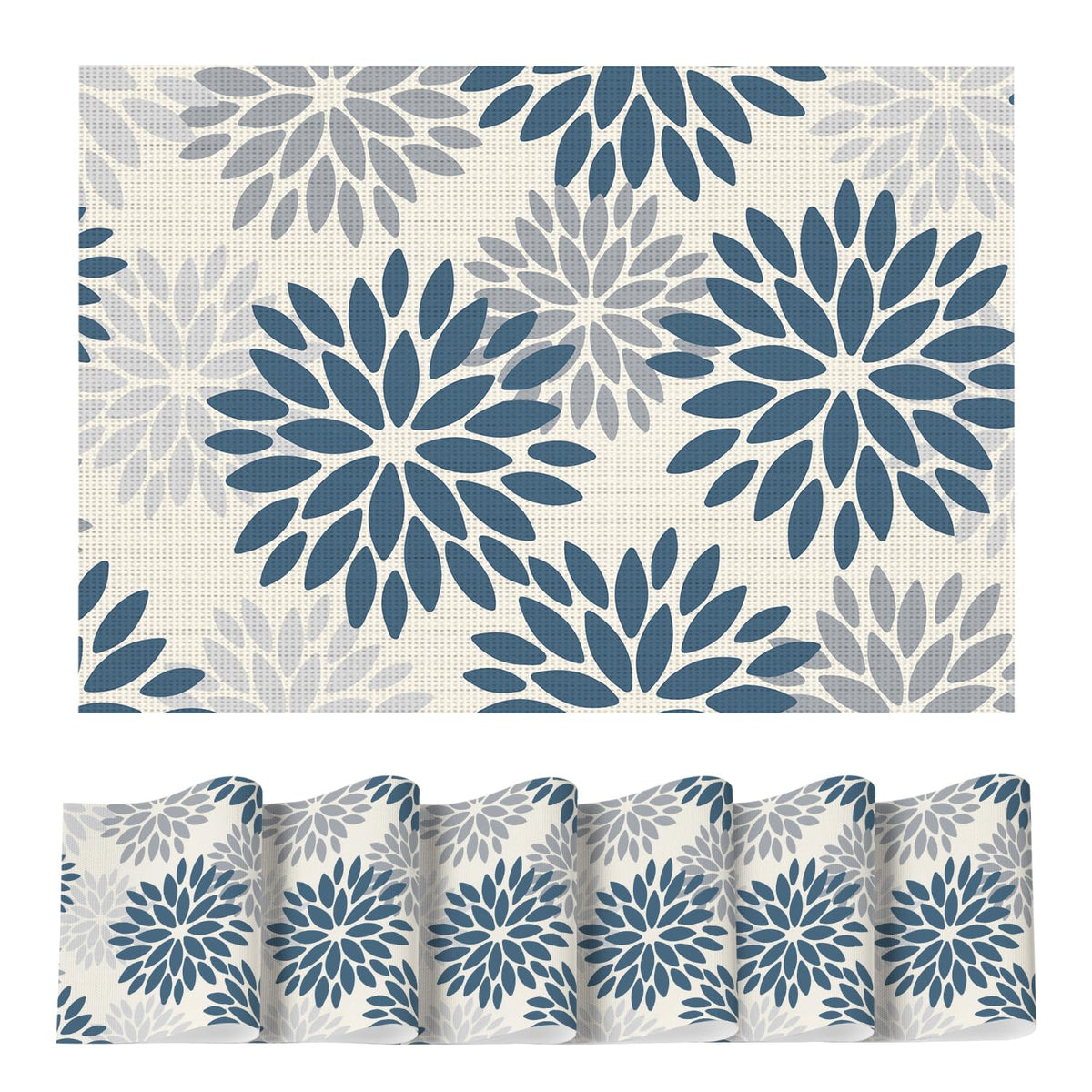 Artoid Mode Floral Vinyl Placemats Set of 4, 12x18 Inch Thanksgiving Washable Non-Slip Plastic Vinyl Place Mats for Party Kitchen Dining Decor, Olive Green