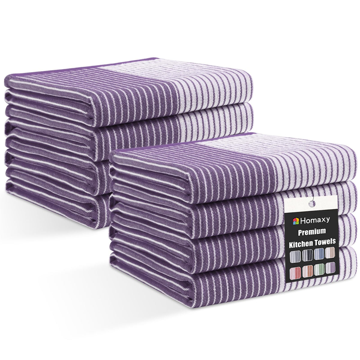 Homaxy Premium 100% Cotton Kitchen Towels 18"x28", 6 Pack, Khaki