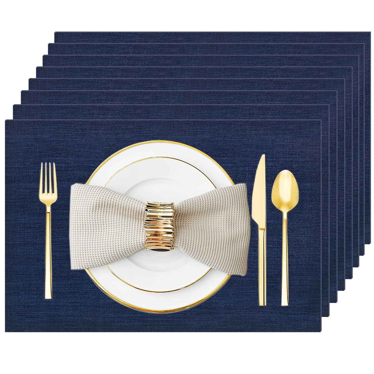 Silver Grey Vinyl Placemats Set of 6, Heat Resistant Table Placemats