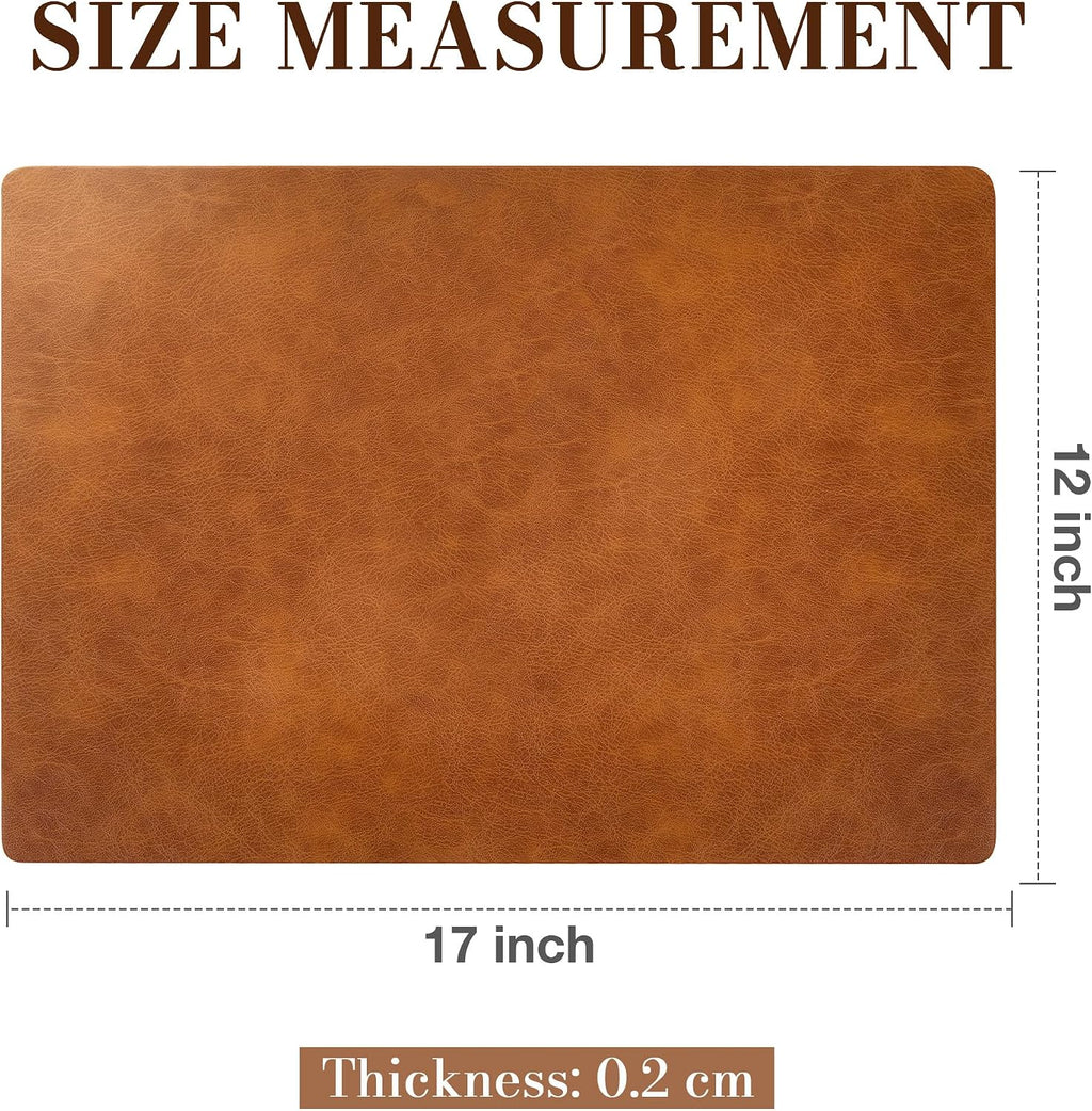 Roxifina Faux Leather Placemats Set of 6, Vinyl Placemats Heat Resistant