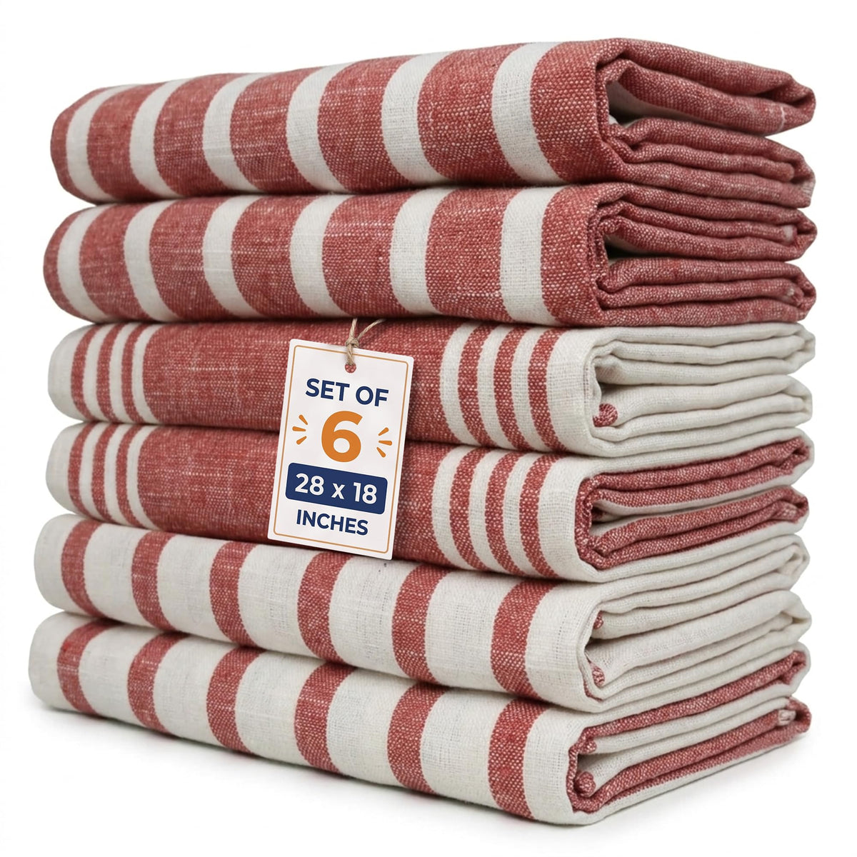 Pack of 6 Cotton Kitchen Towels Set, Dish Towels, Cleaning Rags, Kitchen Dish Cloths for Washing Dishes, Cotton Cleaning Cloths, Ultra Soft, Lightweight & Quick Dry, Flat Weave, 28"x18" (Olive & Gray)