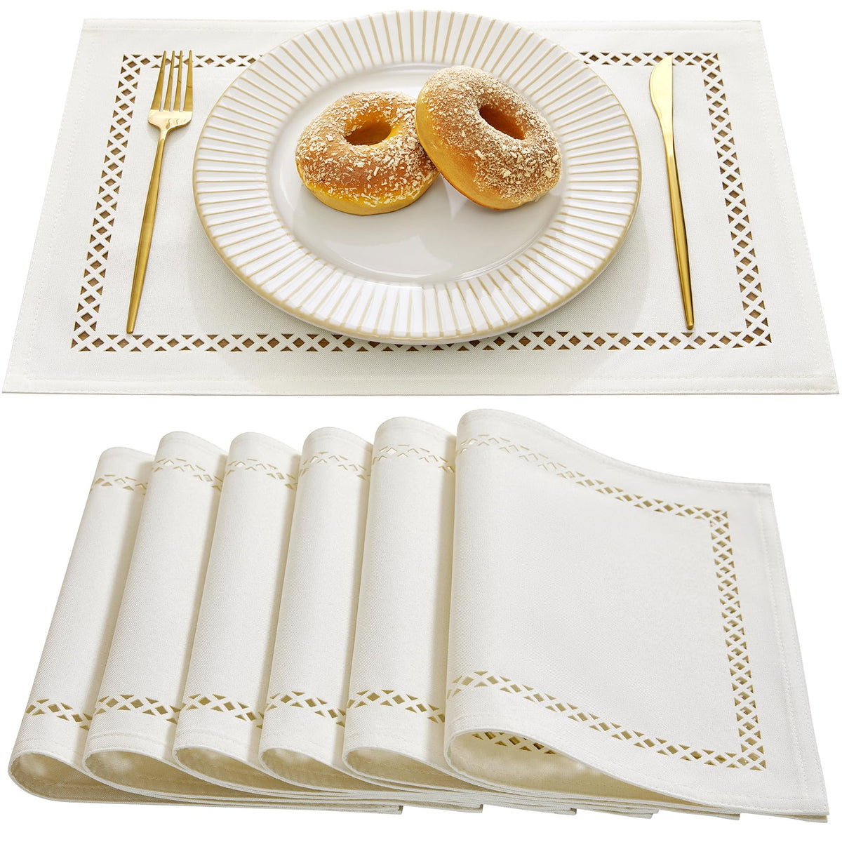 Orange Burlap Place Mats, Fall Placemats Set of 4, 12 x 18 Inch