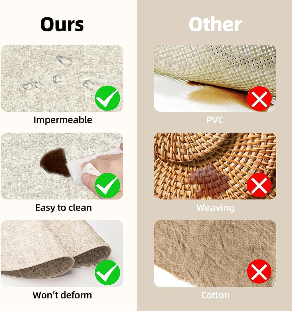 Placemats Set of 4, 15 Inch Round Faux Leather Place Mats