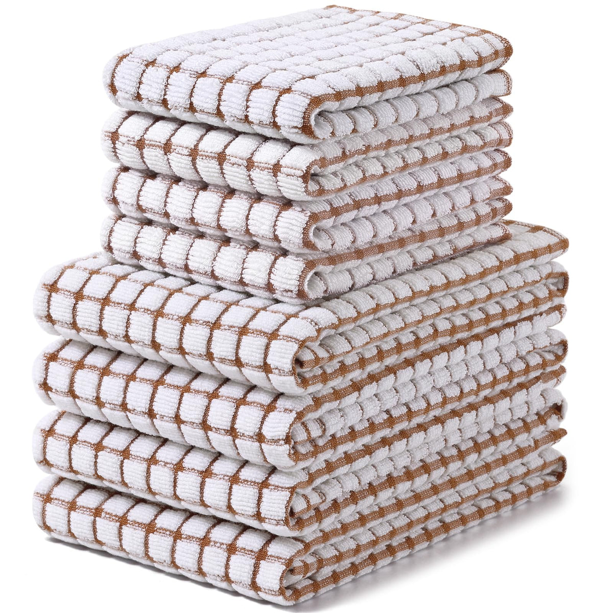 Homaxy Cotton Terry Kitchen Towels and Dishcloths Set of 8, Mixed Color