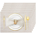 Silver Grey Vinyl Placemats Set of 6, Heat Resistant Table Placemats