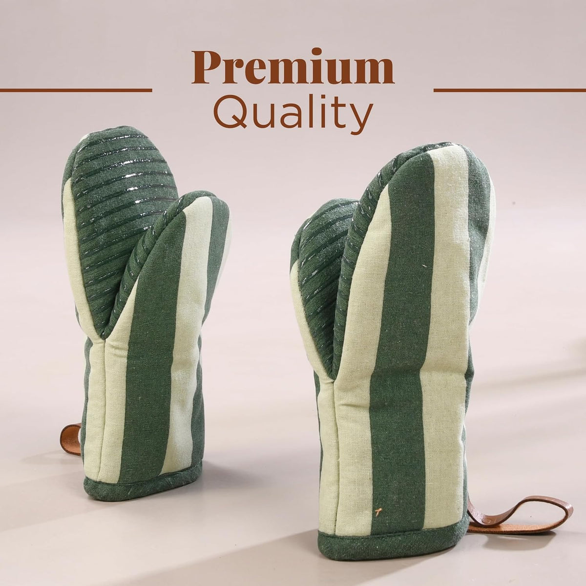 Folkulture Oven Mitts, Heat Resistant, Matcha Green, Set of 2 - (5.75"x9")