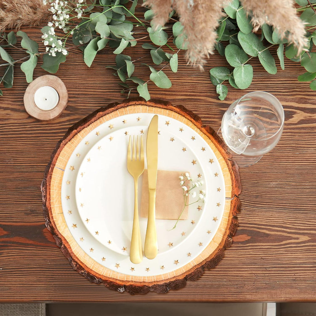 TaoBary 50 Pcs Disposable Wood Slice Grain Paper Placemats Bulk