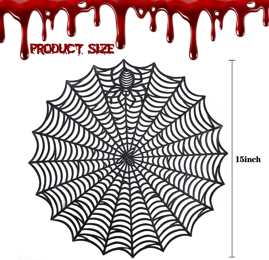 6 Pcs Halloween Spider Web Placemats, 15" Non Slip Halloween Table Mats