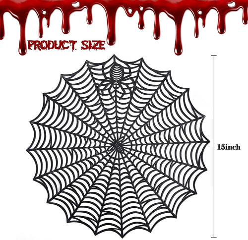 6 Pcs Halloween Spider Web Placemats, 15" Non Slip Halloween Table Mats
