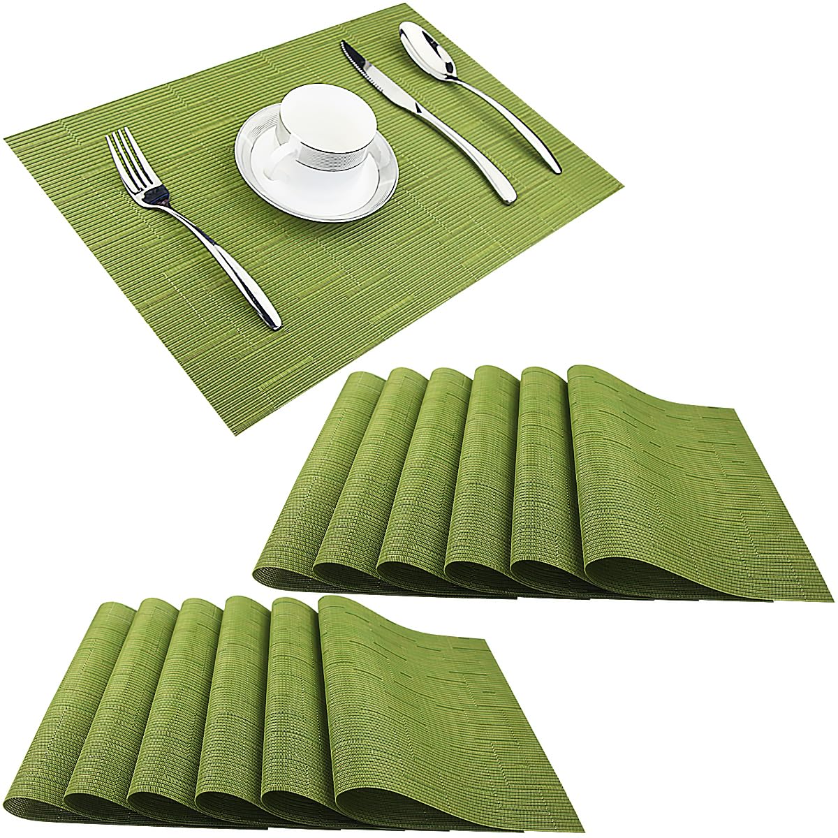 PIGCHCY Placemats,Washable Vinyl Woven Table Mats,Elegant Durable Placemats for Dining Table Set of 4 (18 x 12 inches, Navy Blue)
