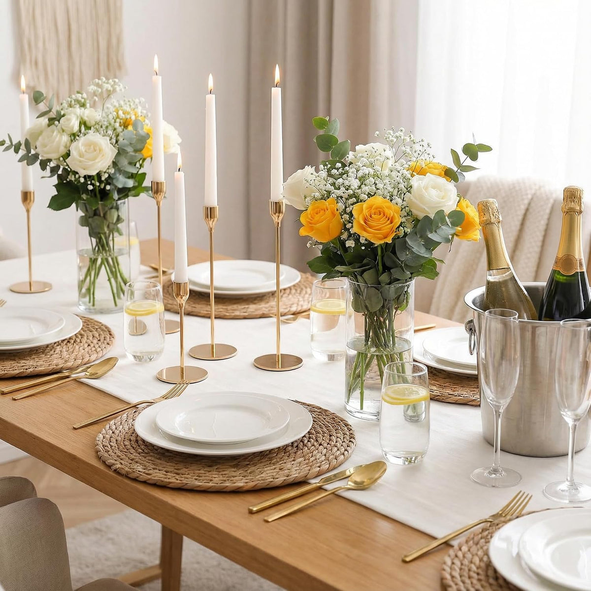 Round Woven Placemats 8PCS 13in Rattan Charger Wicker Boho Place mat