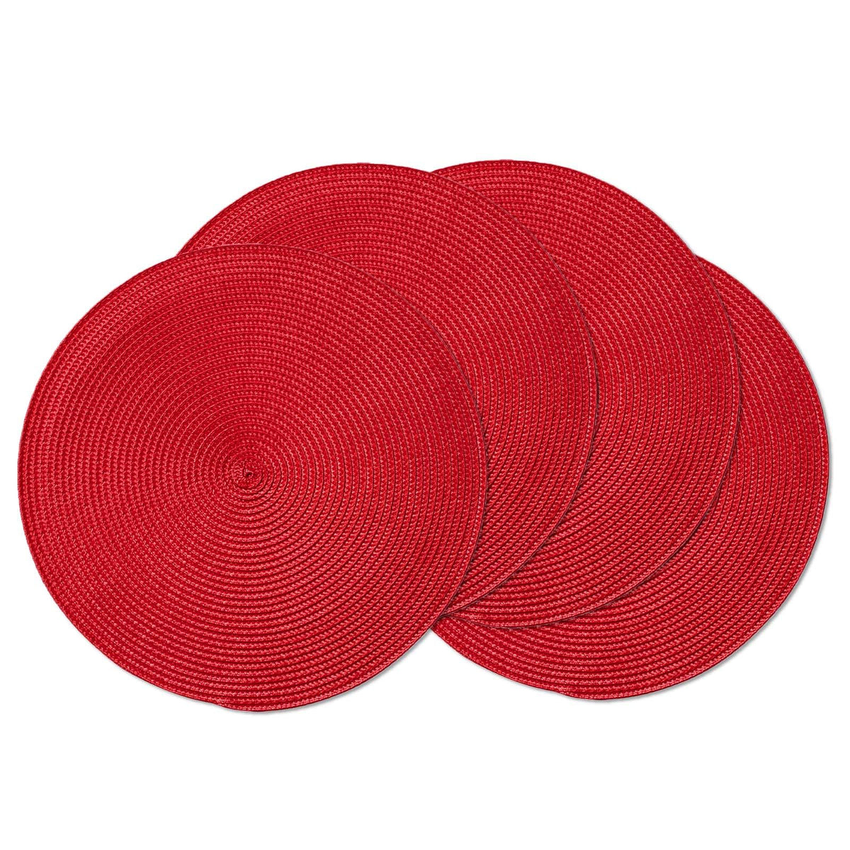 AHHFSMEI Round Placemats Set of 6 Heat Resistant Washable Non-Slip Woven Braided Table Mats for Dining Table Kitchen & Home Decor (Black)