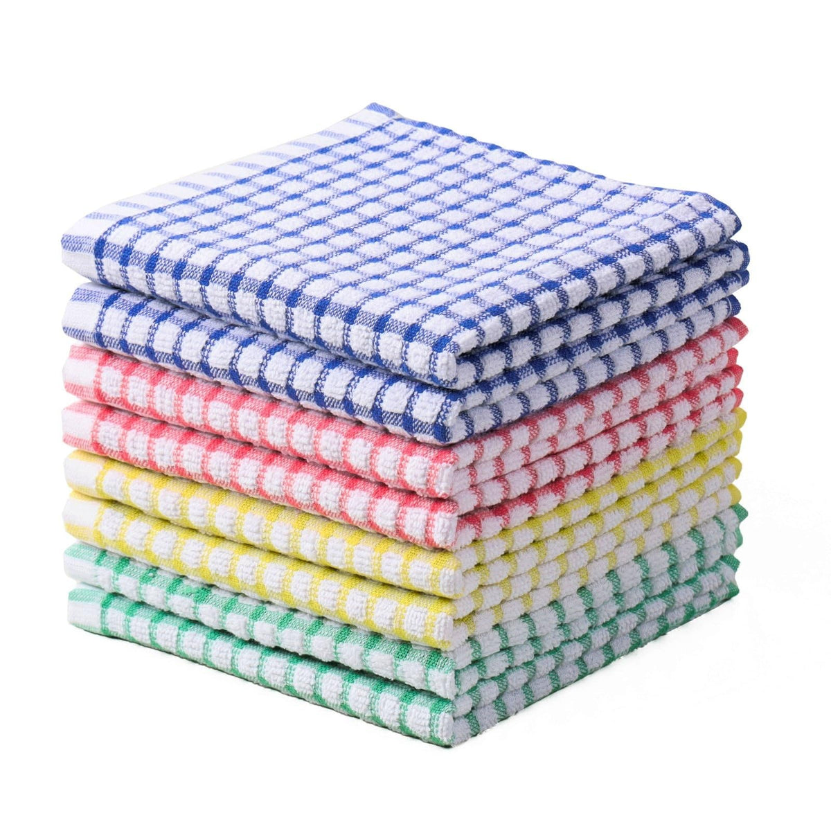 Oeleky Cotton Kitchen Towels 8 Pack, 15x26 Checkered Dish Towels
