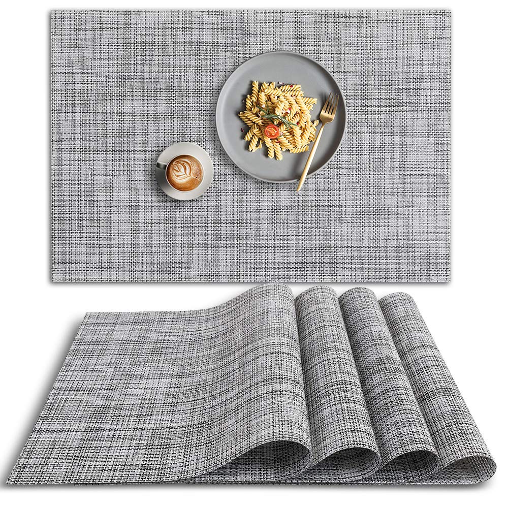 homEdge PVC Placemat, 4 PCS of Non-Slip Heat Resistant Place Mats, Washable Vinyl Placemats, Set of 4 – Red