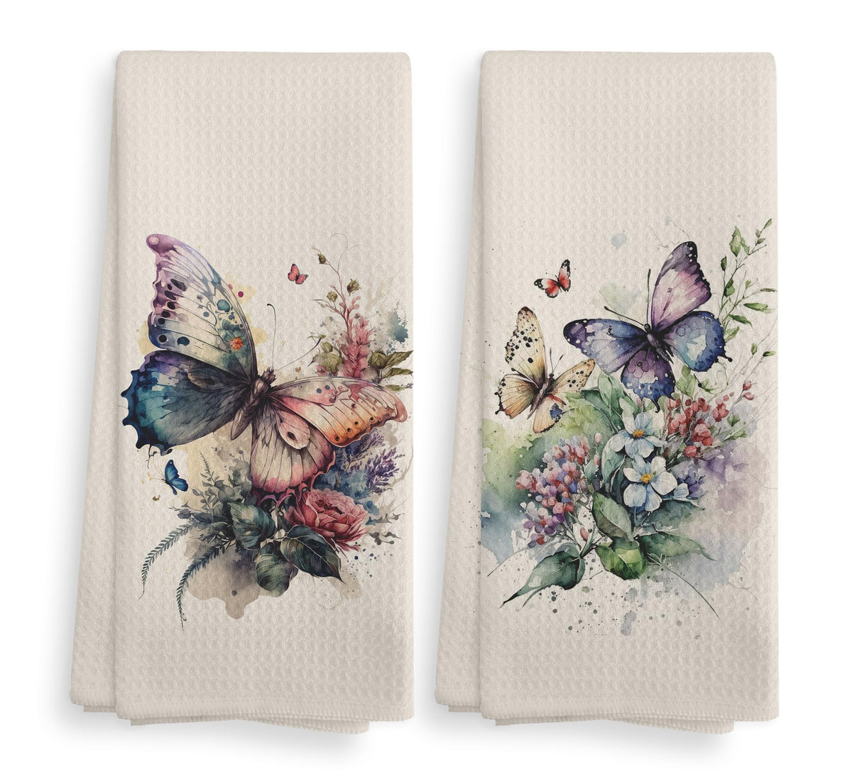 Vintage Floral Kitchen Towels and Dishcloths Set of 2, Vintage Decorative Kitchen Towels, Bouquet Decorative Towels, Retro Wildflower Drying Cloth Hand Towels for Bathroom Kitchen, 16×24 Inches
