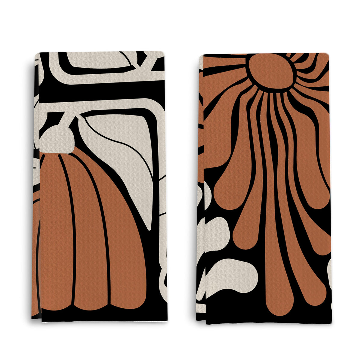 Abstract Floral Kitchen Dish Towels - Vintage Waffle Weave Kitchen Towels, Retro Flower Waffle Weave Decorative Kitchen Towels, Boho Hand Towels for Bathroom (16×24 Inches)