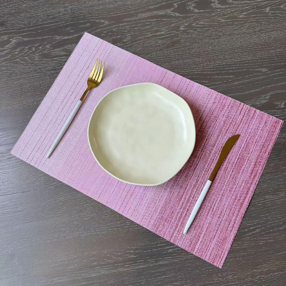 Zupro Pink Placemats Set of 4 Woven PVC 18"x12" for Indoor Outdoor Usage
