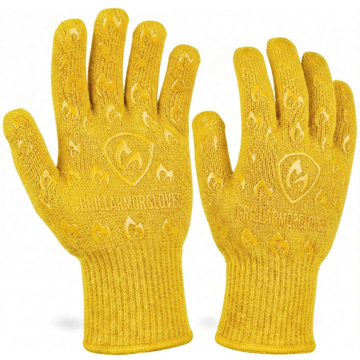 Oven Gloves with Fingers - 932°F Extreme Heat Proof and Cut Resistant Mitts for Kitchen, BBQ, Grill, Baking, Fire Pit - EN407 Certified with Non-Slip Silicone Grip and Cotton Lined for Comfort