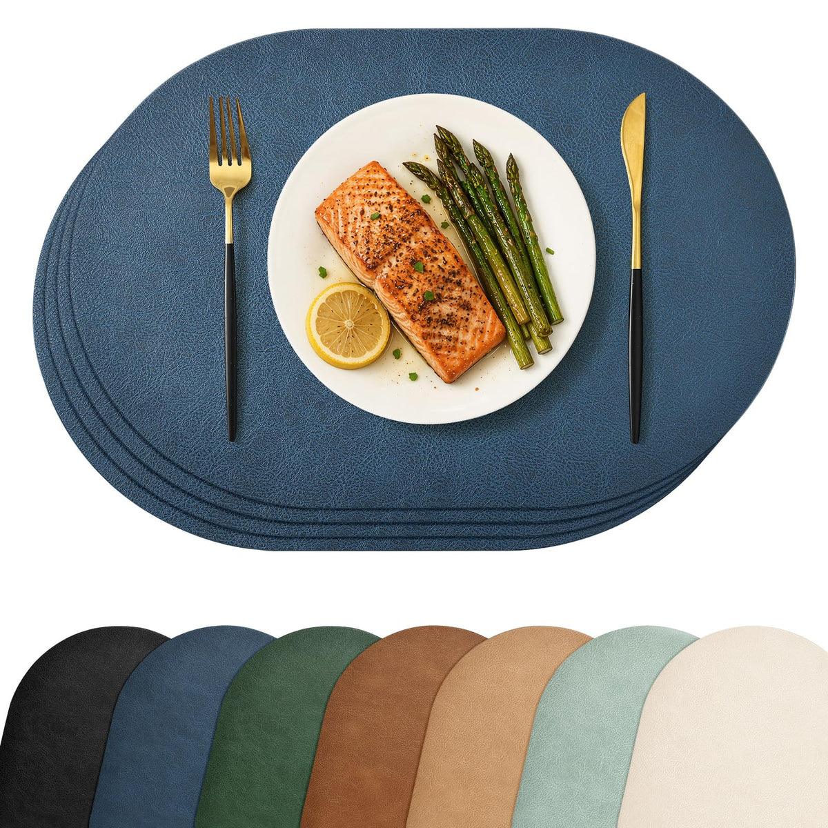 Homaxy Oval Heat Resistant Placemats Set of 6, Reddish Brown
