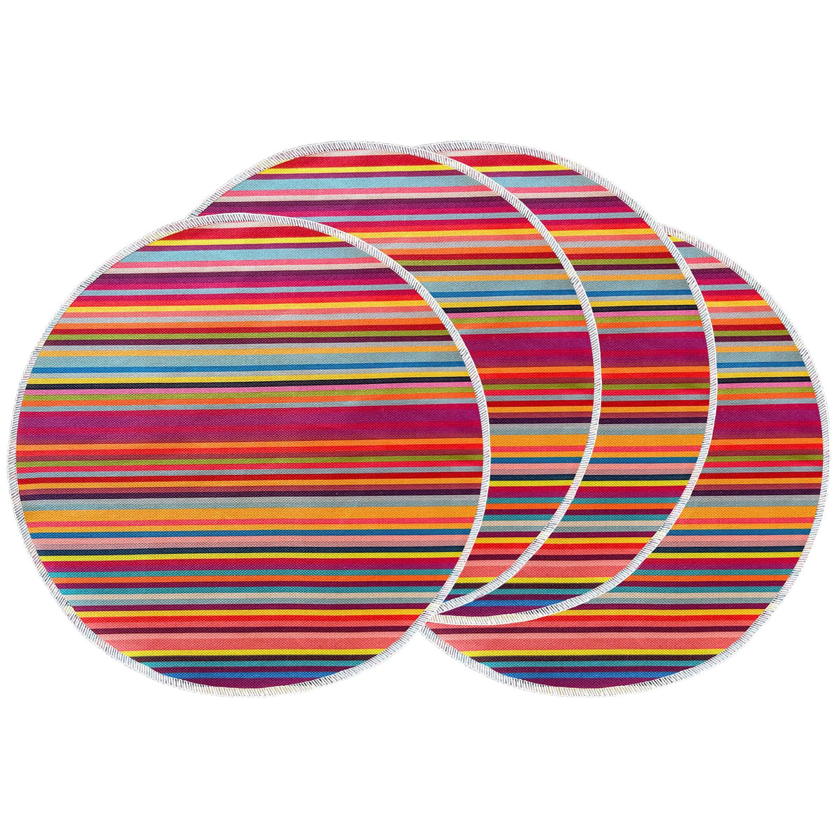 Beige Placemats Set of 4, 15 Inch Round for Kitchen & Dining Room