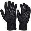 Oven Gloves with Fingers - 932°F Extreme Heat Proof and Cut Resistant Mitts for Kitchen, BBQ, Grill, Baking, Fire Pit - EN407 Certified with Non-Slip Silicone Grip and Cotton Lined for Comfort