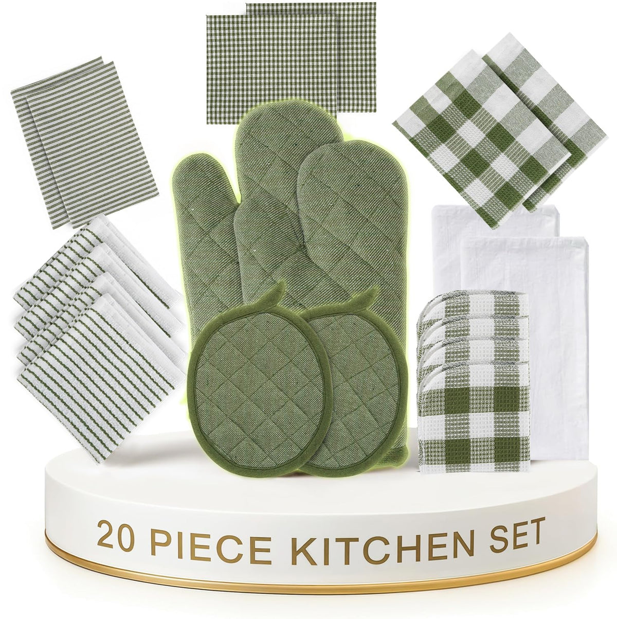 LANE LINEN Dish Towels for Kitchen 100% Cotton Tightly Woven 6 Pack - Olive