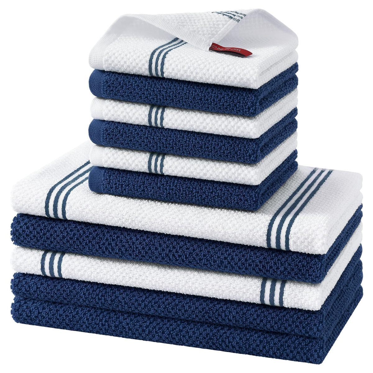Homaxy Dual Design Kitchen Towels and Dishcloths Set, 8 Pack, Dark Grey