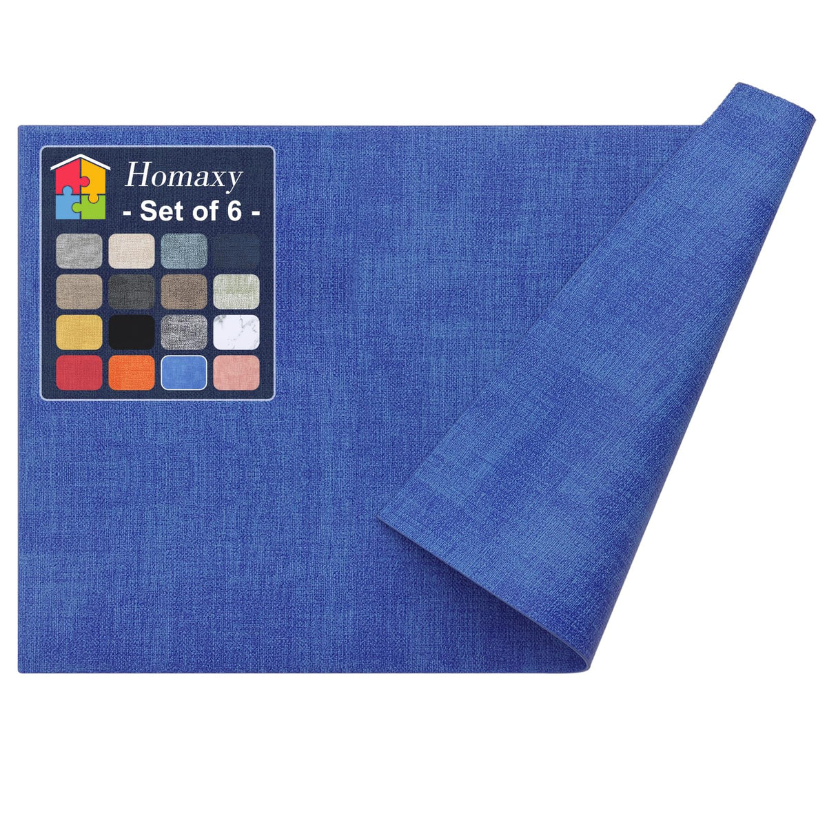 Homaxy Wedge Faux Leather Placemats for Round Table, Set of 6, Light Grey
