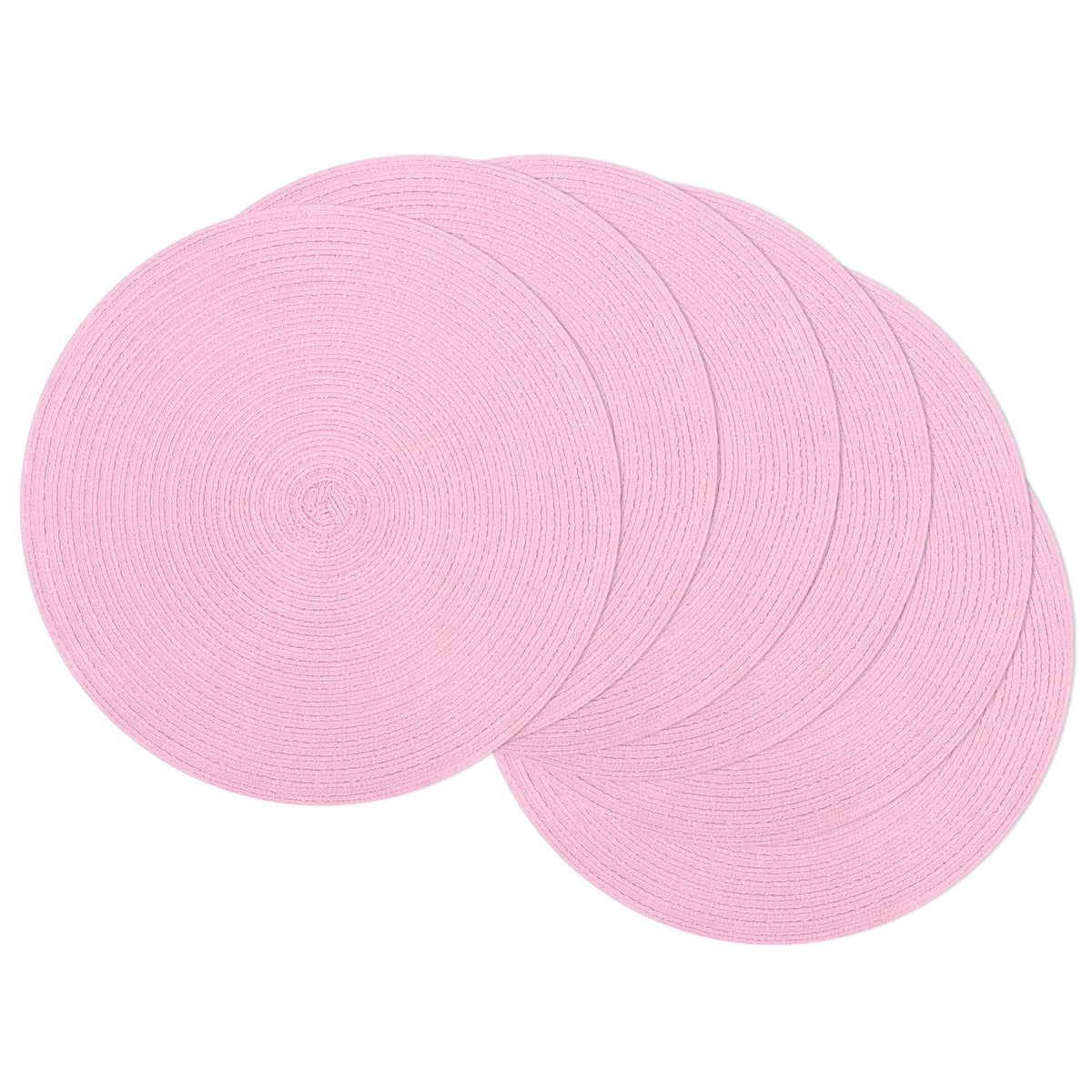 SHACOS Round Braided Placemats Set of 4 Washable Place Mats for Dining Tables 15 inch Non Slip Kitchen Table Mats (Beige, 4)