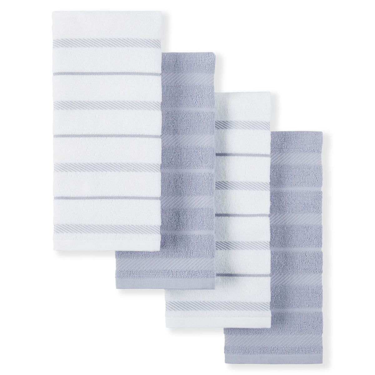 KitchenAid Albany Kitchen Towel 4-Pack Set, Blue Velvet/White, 16"x26"