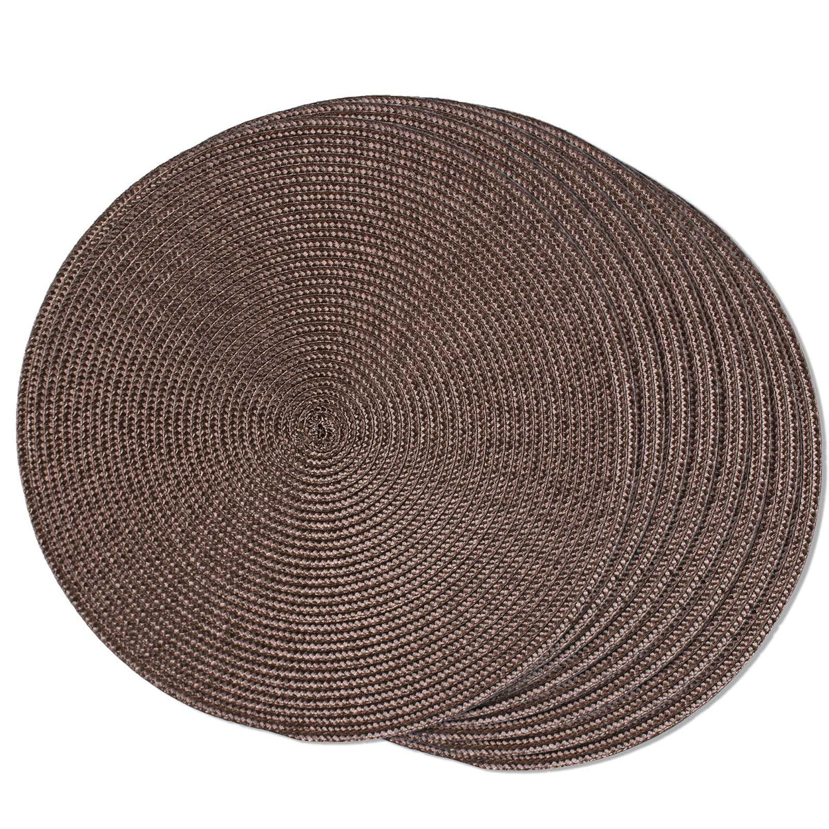FunWheat Round Braided Placemats Set of 6 Table Mats for Dining Tables Woven Washable Non-Slip Place mats 15 in(Blue, 6pcs)