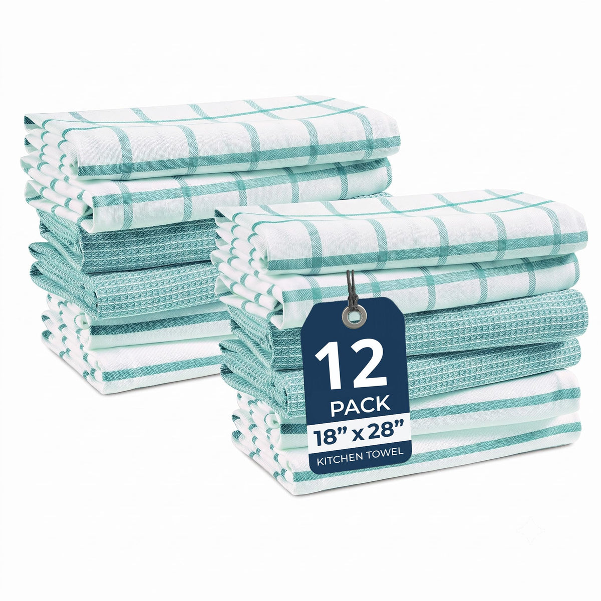 LANE LINEN 100% Cotton Kitchen Dish Cloths, Ultra Soft Absorbent Quick Drying Dish Towels, Multiweave Wash Cloths Dish Towel Sets, 13x28 Inches, 4 Pack - Grey
