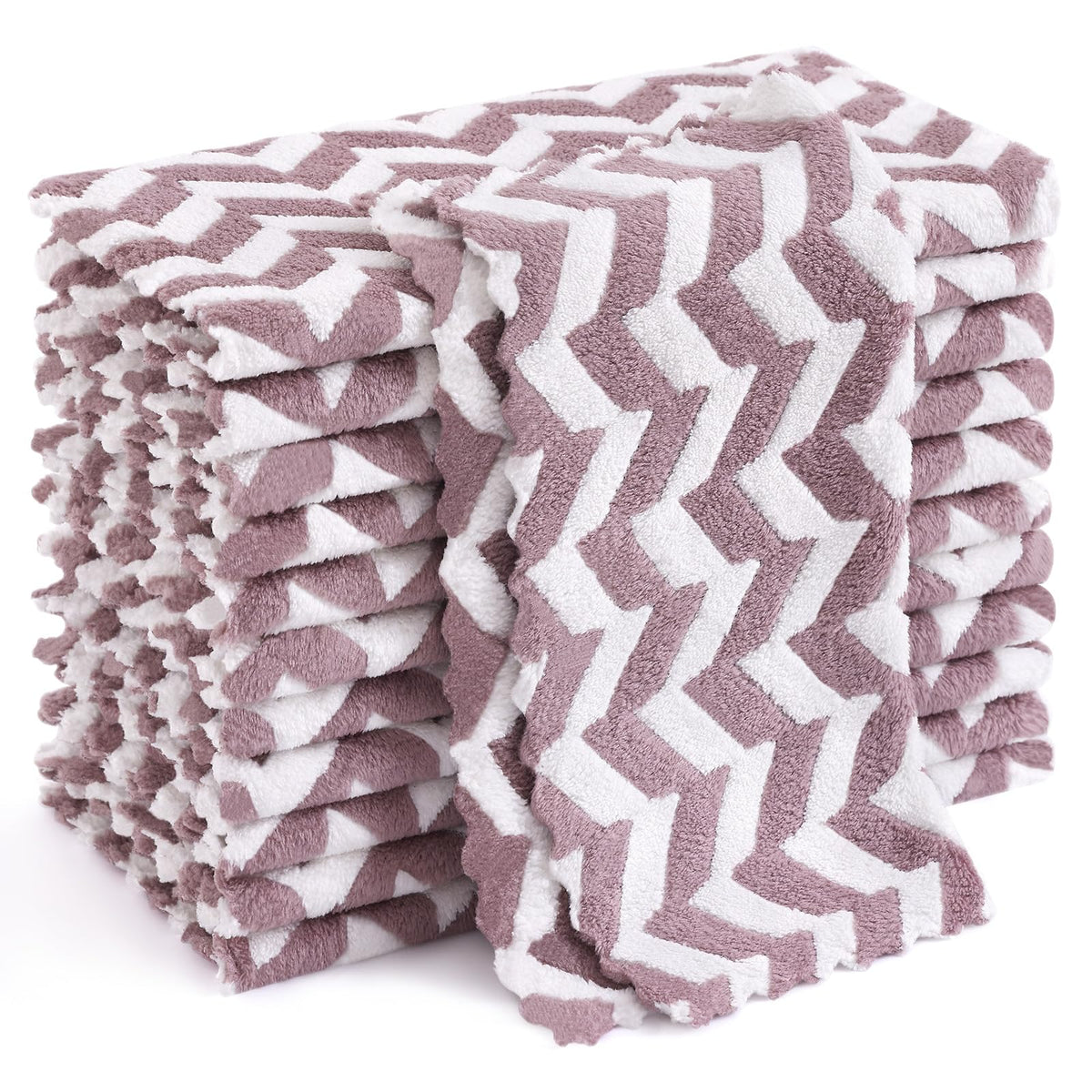 Homaxy 12 Pack Coral Velvet Dish Cloths, 10 x 10 inches, Dark Grey