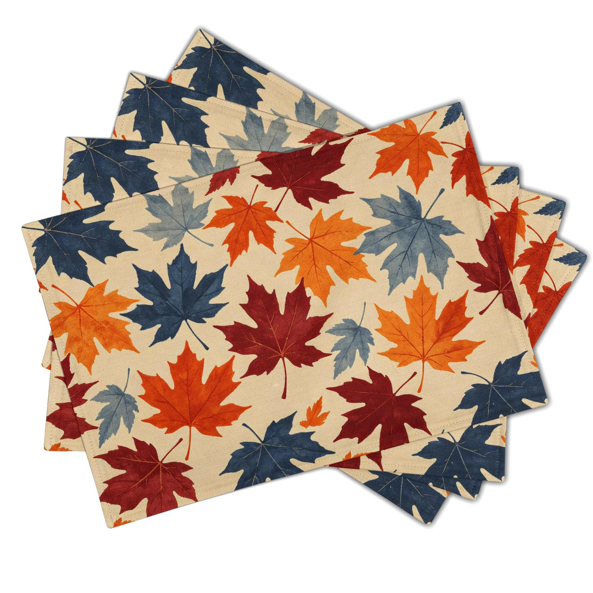 Fall Plaid Placemats Set of 4 Orange Navy Blue Buffalo Plaid Thanksgiving Themed Table Mats Farmhouse Place Mats Washable Linen Placemat for Party Kitchen Dining Decor 12x18 Inch